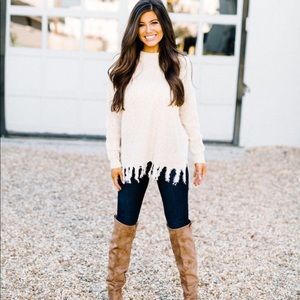Cream fringe sweater